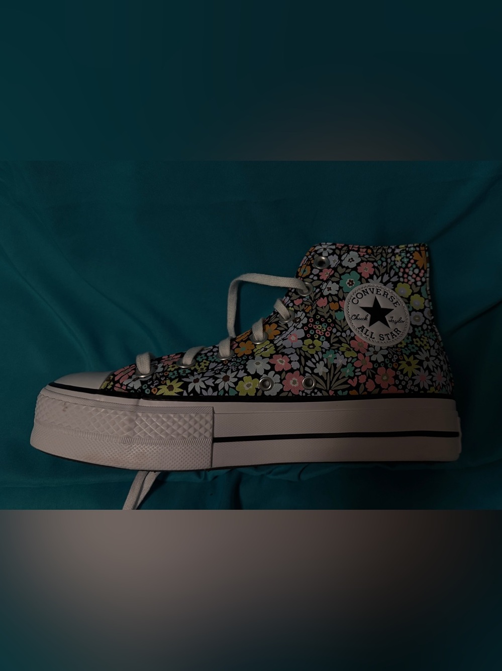 Converse Floral High-Top Platform Sneakers - Black Multi Floral - Picture 4 of 6